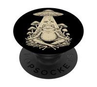 Meditazione Divertente Cottagecore Frog Alien UFO funghi funghi PopSockets PopGrip Adesivo