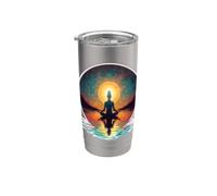 Meditazione pacifica Yoga Posa Relax Respirare Mente Calma Bicchiere termico in acciaio inox doppia parete