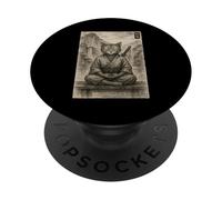 Meditazione Samurai Cat Ukiyo-e Edo Guerriero giapponese PopSockets PopGrip Adesivo