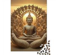 Meditazione sulla statua di Buddha Set Di Puzzle Da 1000 Pezzi Per La Famiglia, Cartone Resistente Riciclato, Arredamento Interno, Svago Indoor, Gioco Di Sfida Mentale 38x26cm/1000pcs