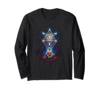 Meditazione Yoga Metatrons Cube Illustrazione Cosmica Maglia a Manica