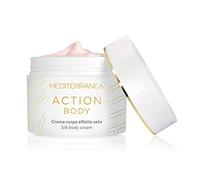 MEDITERRANEA COSMETICS Crema Corpo Idratante Con Texture Spumosa al Profumo di Rosa Con Squalene Vegetale, Biopolimeri e Vitamina E, Pelle Liscia e Vellutata - 200 ml