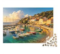 Mediterranean Port Puzzles per Elderly 1000Pc Recyclable Paper Seaside Town Puzzle per Adults Interesting Family Game Props Party Game Props per Home 38x26cm/1000pcs