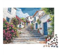 Mediterranean Villaggio SAlberot, Mura antiche Puzzle Sostenibili Con Motivi Per Adulti Da Gioco in Legno Di Alta Qualità 1000pcs (75x50cm)