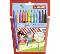 Medium Fibre-Tip Pen - STABILO power - Pack of 12 - Assorted Colours