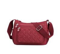 Medium Size Women's Single Shoulder Handbag, New Nylon Embroidery Line Canvas Lady's Body Cloth Bag(Wine)