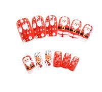 Mediums Piazza Unghie Finte Fiocco Di Neve Coperture Piene Stick On Natale Press On Manicure Forniture Per Inverno Natale Press Su Santa Falso Alce Copertura Completa Stick On
