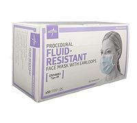 Medline None27374 Maschera viso monouso con anelli di orecchio, tipo IIR, resistente al fluido, blu, confezione da 50