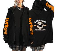 MEDM Anime Jual Kaos Karasuno Haikyuu Cosplay Zip Up Hoodie Women Men Harajuku Selda Karasuno High School Manga Zip Coate-Style8||XL