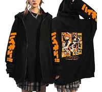 MEDM Anime Jual Kaos Karasuno Haikyuu Cosplay Zip Up Hoodie Women Men Harajuku Selda Karasuno High School Manga Zip Coate-Style7||L