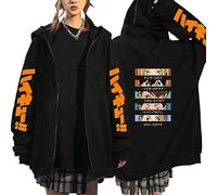 MEDM Anime Jual Kaos Karasuno Haikyuu Cosplay Zip Up Hoodie Women Men Harajuku Selda Karasuno High School Manga Zip Coate-Style1||XL