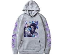 MEDM Con Cappuccio Anime Demonio con Cappuccio Shinobu Kocho Stampato La Felpa Maschile Harajuku Streetwear Casual Unisex Pullover Unisex-style3||S
