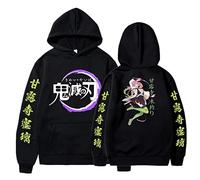 MEDM Con Cappuccio Anime Demonio con Felpa con Cappuccio Mitsuri Kanroji Pullover Harajuku Felpe Cosplay Kimetsu No Yaiba Streetwear Fustella Top-style8||L