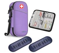 MEDMAX Borsa Termica per Insulina con 2 Impacchi di Ghiaccio, Portatile Medicinali Astuccio Organizzatore da Viaggio con Extra Custodia per Penne Insulina e altri Prodotti per Diabetici, (Viola)