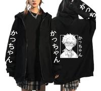 MEDN Manga Felpa con Cappuccio My Eroe Accademia Bakugo Anime Felpa Felpa Felpa per Uomo Abbigliamento da Uomo Bakugo Manga Zip