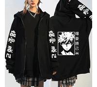 MEDN Manga Felpa con Cappuccio My Eroe Accademia Bakugo Anime Felpa Felpa Felpa per Uomo Abbigliamento da Uomo Bakugo Manga Zip