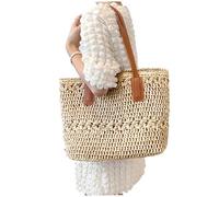 Mednkoku Borsa da spiaggia, sacca da spiaggia di paglia per donne vacanze estive spalla intrecciata di capacità per essenziale per le vacanze beige