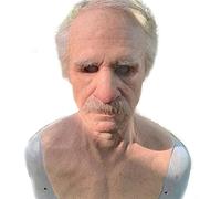 Mednkoku Maschera per il viso vecchia realistica maschera di arredamento in lattice di natale spaventosa per la testa inquietante per le rughe.
