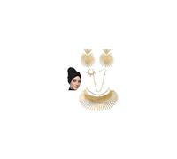 MEDOJO Set di gioielli africani per le donne testa avvolgere il collare dei denti girocollo aperto polso polsino braccialetti anello naso orecchini catena orecchini oro dichiarazione accessori costume