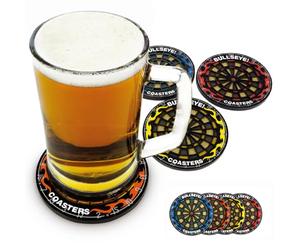 MEDOYOH Bulleye, set di 4 sottobicchieri per bevande antiscivolo, lavabili e divertenti, resistenti al calore, per caffè, birra, vino, bottiglia per casa, pub bar, 4 colori