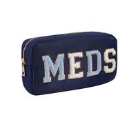 MEDS - Trousse da viaggio in ciniglia con toppa in nylon, con cerniera in metallo, per il primo soccorso, per donne e ragazze, 03Navy