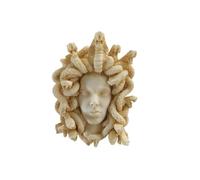 Medusa antica scultura greca da appendere alla parete, in alabastro, color oro, 16 cm