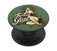 Medusa e rose retrò con sguardo femminile PopSockets PopGrip Adesivo