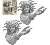 Medusa Hand Towel Holder, Greek Mythology Wall Sculpture Towel Rack, Gothic Sculpture Organizer Home Decor for Bathroom,Kitchen,Lavatory, Functional Art for Powder Rooms