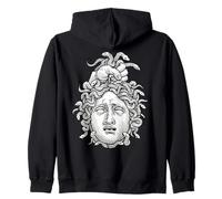 Medusa Head Snakes Mitologia Greca Blackwork Felpa con Cappuccio