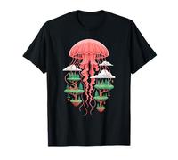 Medusa Isola Fluttuante Foresta Fantasy Natura Surreale Maglietta