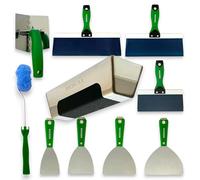 Medusa Kit di nastro per cartongesso in acciaio al carbonio e blu con strumento ad angolo regolabile in SS, rullo angolare e vaschetta per fango SS con impugnatura Nota per principianti Tutto il