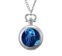 Medusa Mondo Sottomarino Magico Vintage Orologio da Tasca in Lega con Ciondolo Orologi Collana Regalo per Uomini Donne, Stile argento, Eén maat