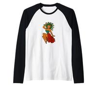 Medusa Pinup Gorgon Retro Mito Design con Tocco giocoso Maglia con Maniche Raglan