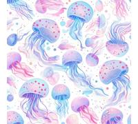 Meduse rosa da favola Carta da parati staccabile e adesiva 45cm x 300cm, Meduse di fantasia Carta adesiva per mobili da camera da letto, rivestimento murale per la decorazione del piano di lavoro