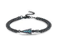 MEDWISE Bracciale nero con punta a freccia S925, in argento Sterling 925, bracciale celtico, regolabile, da uomo, con ciondolo a forma di freccia, gioiello per donna, uomo, adolescente, unisex