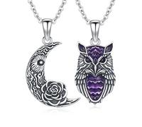 MEDWISE Collana in argento Sterling 925 con doppio ciondolo a forma di drago, fenice e sole, luna, per coppie, migliori amiche, set di gioielli abbinati per lei, donne e uomini, con confezione regalo