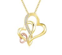 MEDWISE Collana in argento sterling 925, placcata in oro, con ciondolo a tre cuori con zirconi, 18 + 2 cm di estensione, regalo per donna, 25*30mm, Argento sterling, Malachite