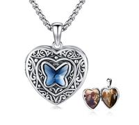 MEDWISE Medaglione a forma di cuore celtico, collana in argento sterling 925, ciondolo a forma di farfalla, ciondolo per foto, medaglione amuleto, gioielli personalizzati per donne, regali di