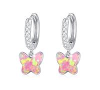 MEDWISE Orecchini a cerchio a forma di farfalla, in argento Sterling 925, con opale rosa, ipoallergenici, per donne, bambini, figlia, moglie