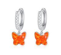 MEDWISE Orecchini a cerchio a forma di farfalla, per ragazze, in argento Sterling 925, con opale, ipoallergenici, per donne, bambini, figlia, moglie
