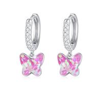MEDWISE Orecchini a cerchio con farfalla, in argento sterling 925, con opale, ipoallergenici, per donne, bambini, figlia, moglie