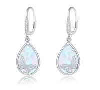 MEDWISE Orecchini a forma di opale da ragazza, in argento Sterling 925, a goccia, con farfalla, ipoallergenici, per donne, bambini, figlia, fidanzata