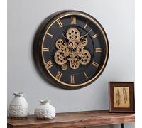 Mee 2ou Grande Orologio da Parete con Ingranaggio Mobile, Orologio da Parete Retro di 40cm per Decorazione del Soggiorno, Orologio da Parete Decorativo Industriale Steampunk in Bronzo Vintage