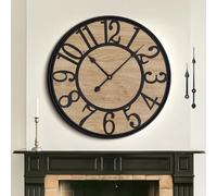 Mee 2ou Grande Orologio da Parete Vintage e Moderno, 80 cm / 32 Pollici, Silenzioso senza Ticchettio, Funzionamento a Batteria, Orologio da Parete in Legno Decorativo per Soggiorno da Letto, Cucina
