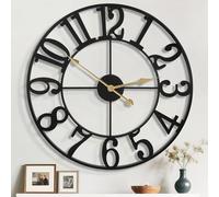 Mee 2ou Orologio da Parete Gigante 100cm, Silenzioso Stile Rustico in Metallo con Quadrante in Legno, Orologio a Batteria per Soggiorno, Camera, Cucina, Ufficio, Decorazione Casa