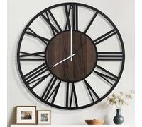 Mee 2ou Orologio da Parete Gigante 100cm, Silenzioso Stile Rustico in Metallo con Quadrante in Legno, Orologio a Batteria per Soggiorno, Camera, Cucina, Ufficio, Decorazione Casa