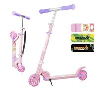 MEE GOO - Monopattino per bambini a partire da 3 anni, 2 ruote luminose, regalo monopattini per ragazze e ragazzi, monopattino pieghevole facile per bambini con manubrio regolabile a 3 livelli e freno