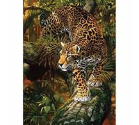 Meecaa Kit per dipingere con i numeri, motivo leopardo, albero della giungla, per adulti e principianti, fai da te, 40,6 x 50,8 cm (leopardo, senza cornice)