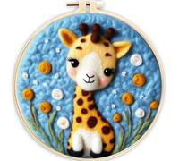 Meecaa Kit per infeltrimento ad ago fai da te per principianti, giraffa, fiore animale, include accessori in feltro di lana, cerchi da ricamo, bellissimi strumenti per pittura di lana e infeltrimento