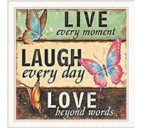 Meecaa Kit per punto croce, 11 punti, con scritta in lingua inglese "Butterfly Love", kit da ricamo prestampato con accessori (36 x 36 cm)